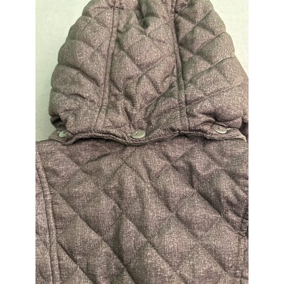 Liz Claiborne Womens Quilted Hooded Coat Faux Fur Lining Size S Gray Full Zip - Picture 5 of 8